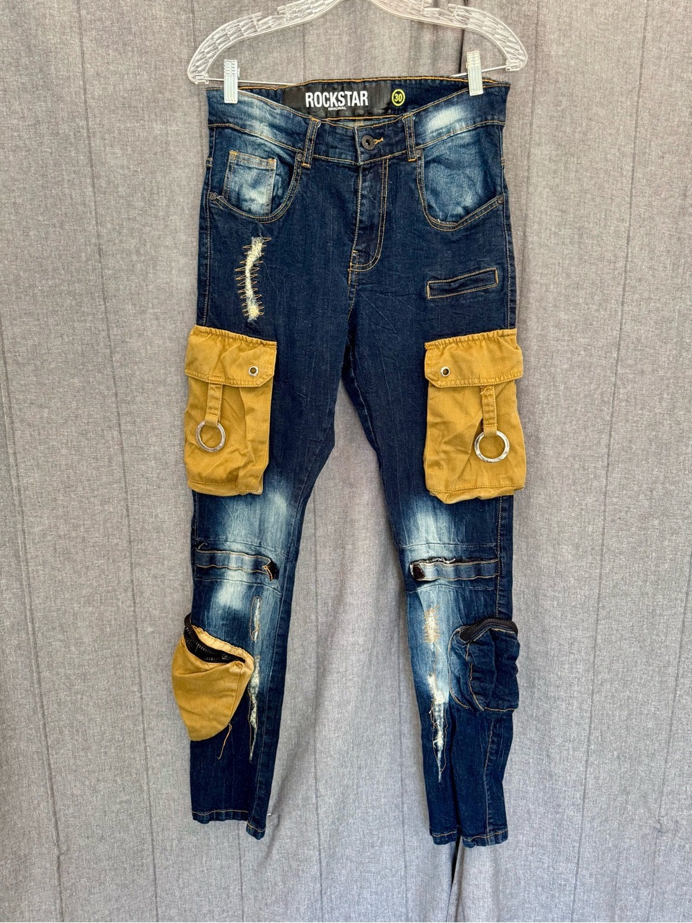 Rockstar Original Ultra Slim Jeans 30X32 Bold Ripped Stitched Streetwear Denim